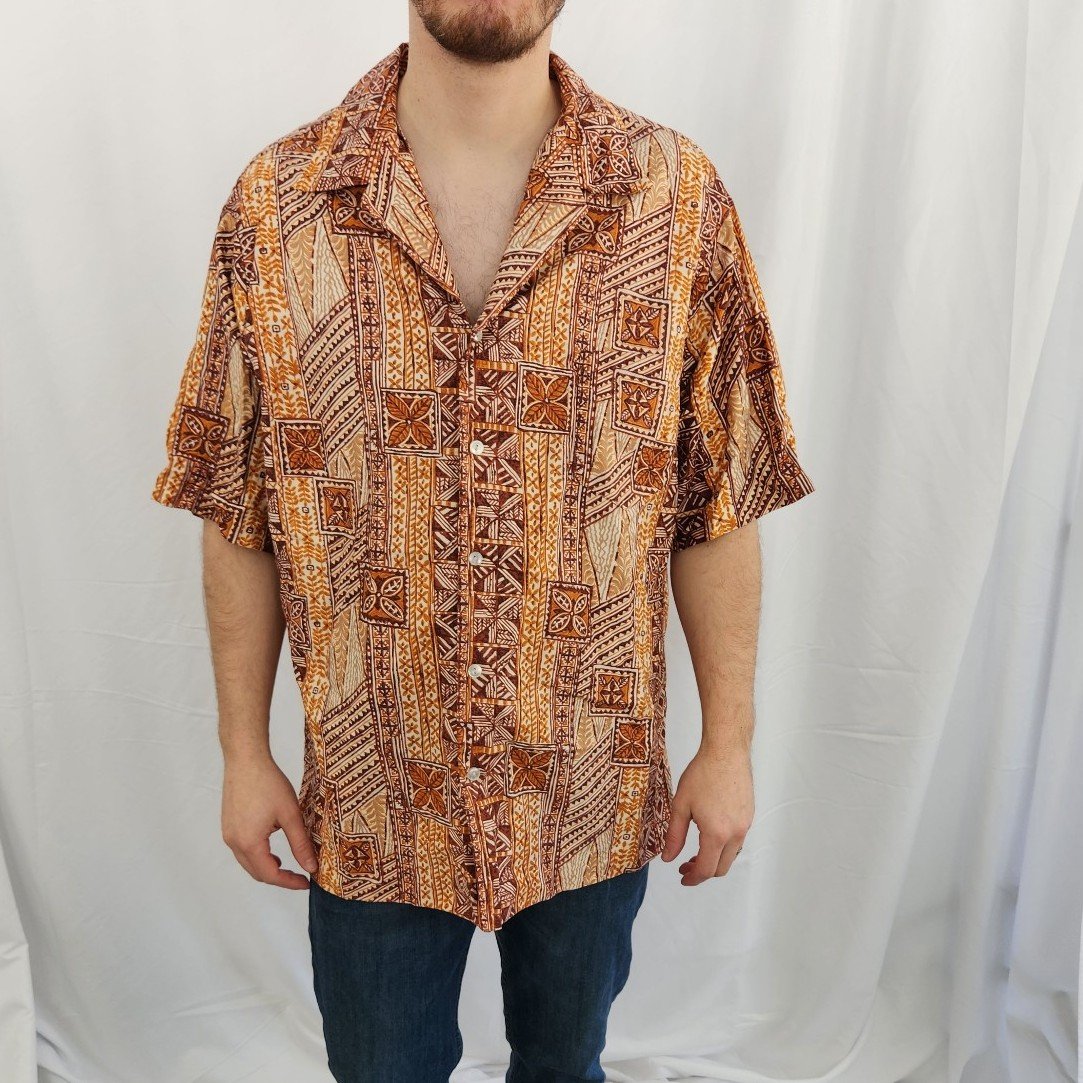 Vintage Hilo Hattie Orange Hawaiian Shirt