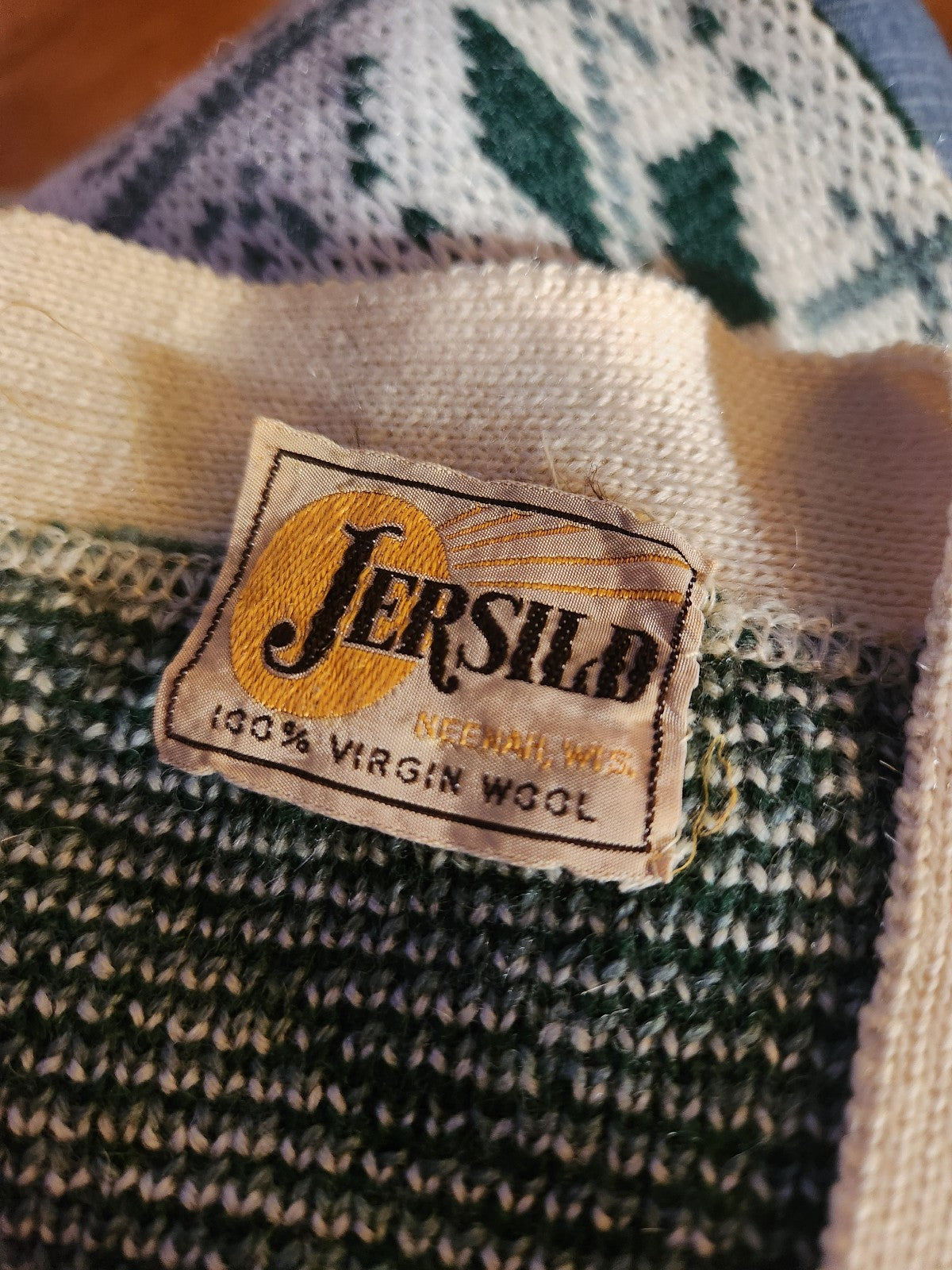 60s Cream and Green Cardigan