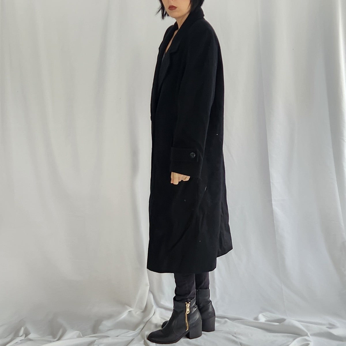 90s Black Wool Overcoat