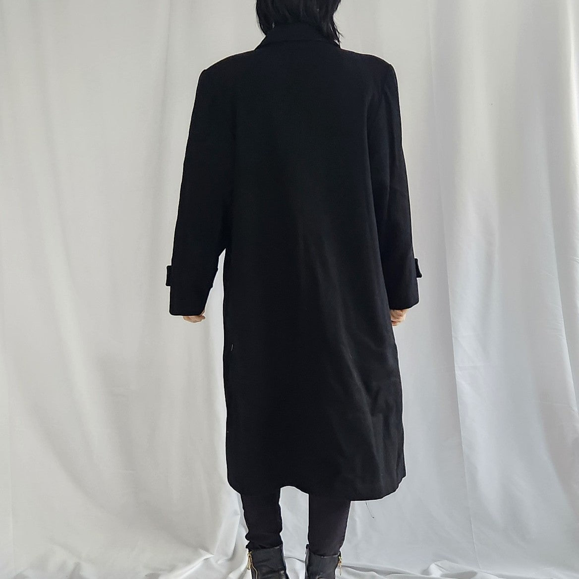 90s Black Wool Overcoat