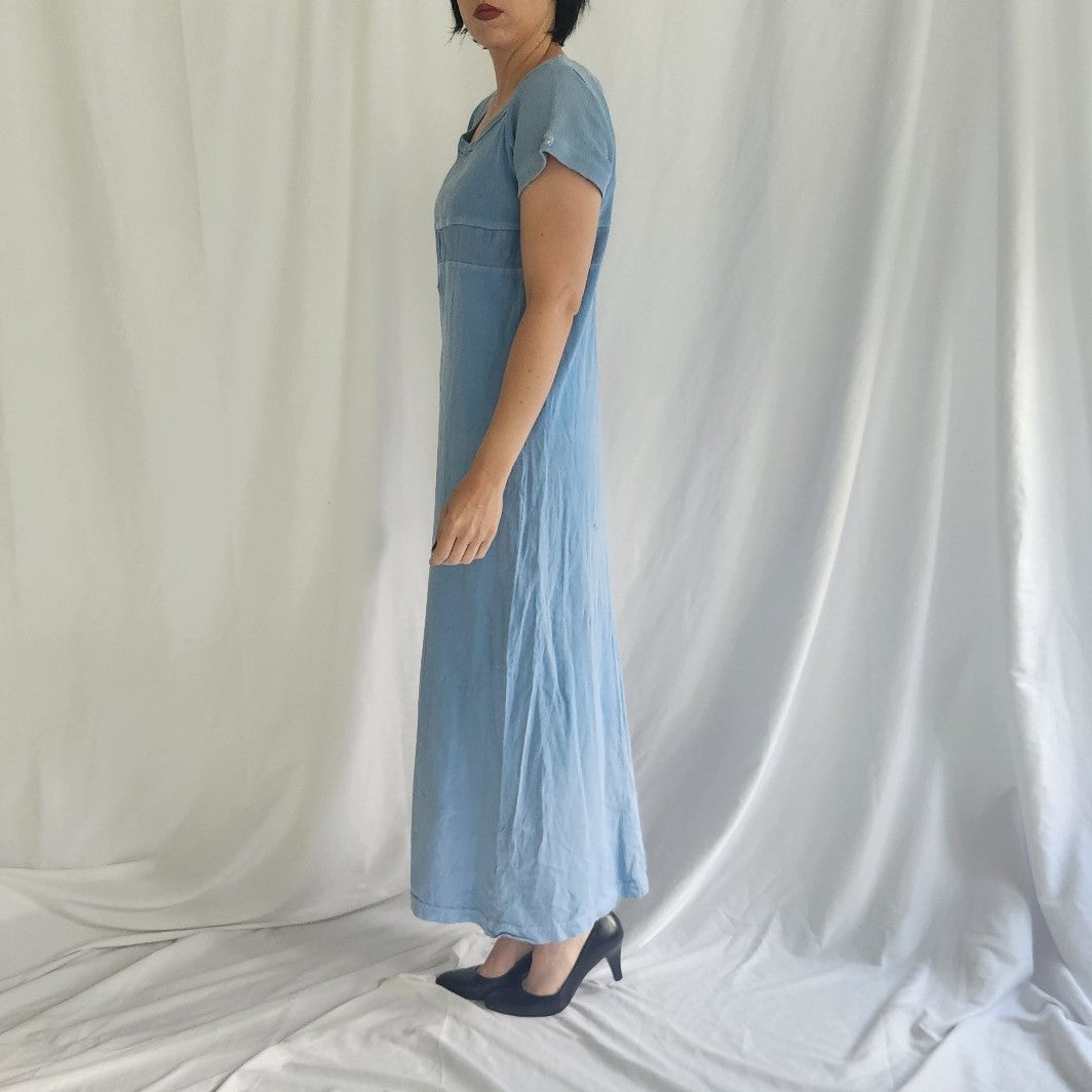 90s Blue Cotton Maxi Dress