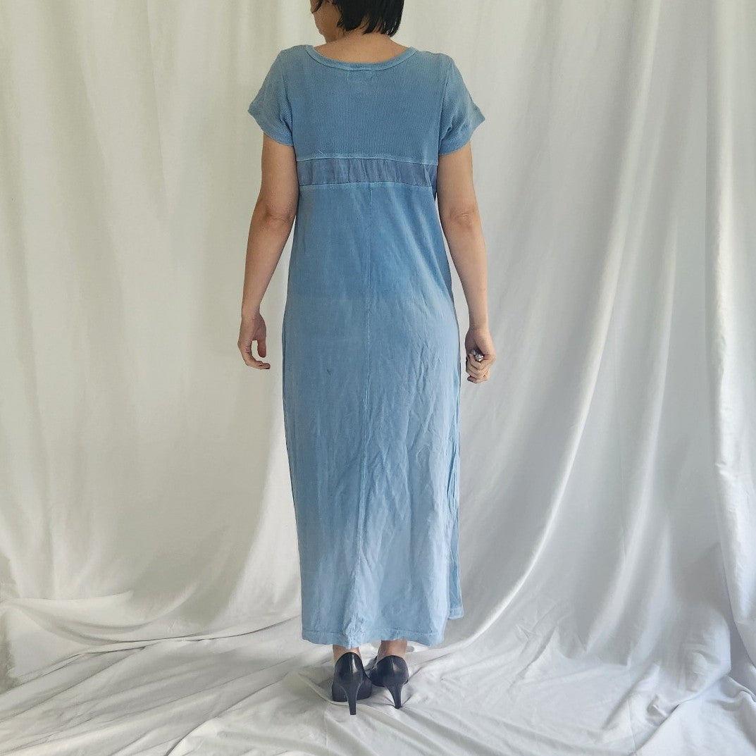 90s Blue Cotton Maxi Dress