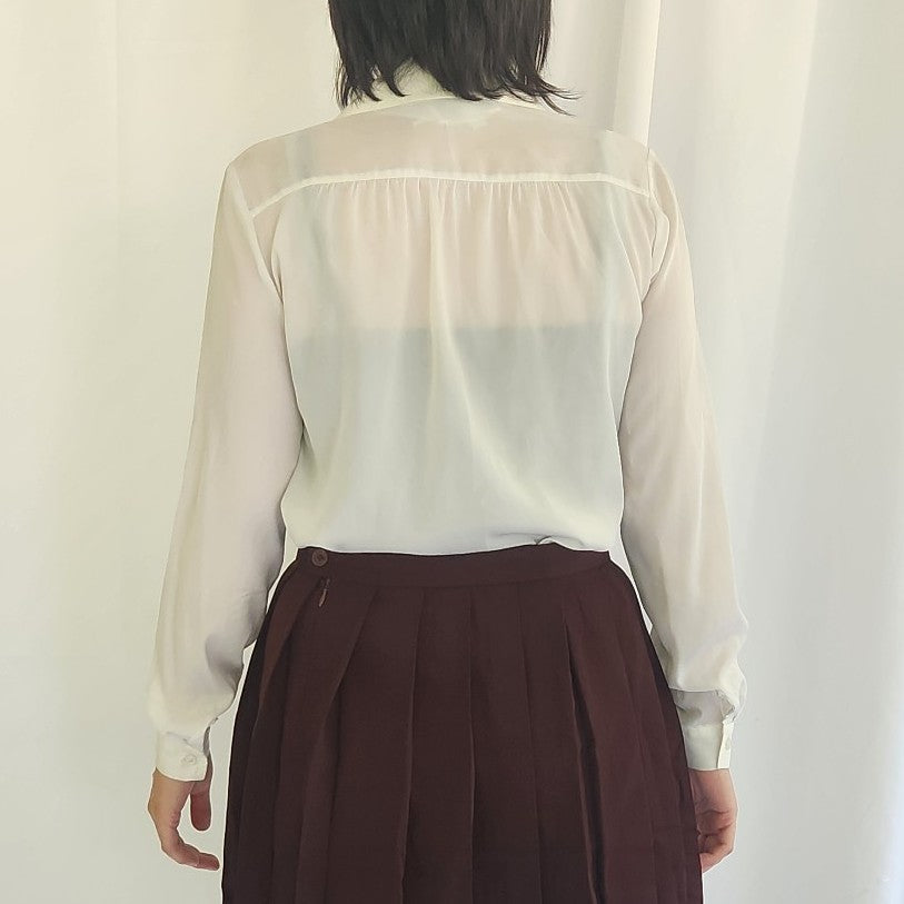 70s White Long Sleeve Button Down