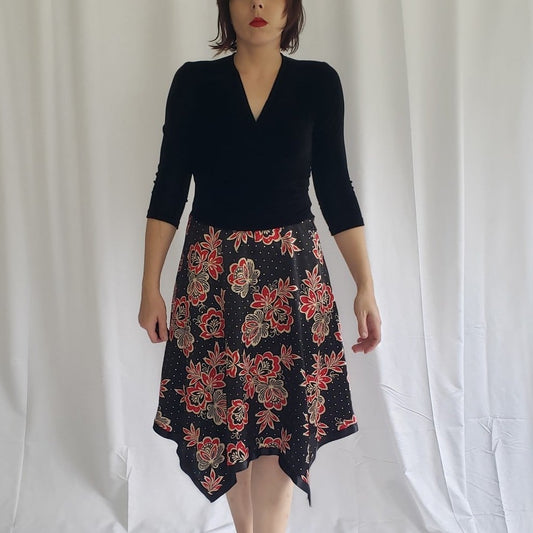 Y2K Velvet and Satin Handkerchief Hem Dress