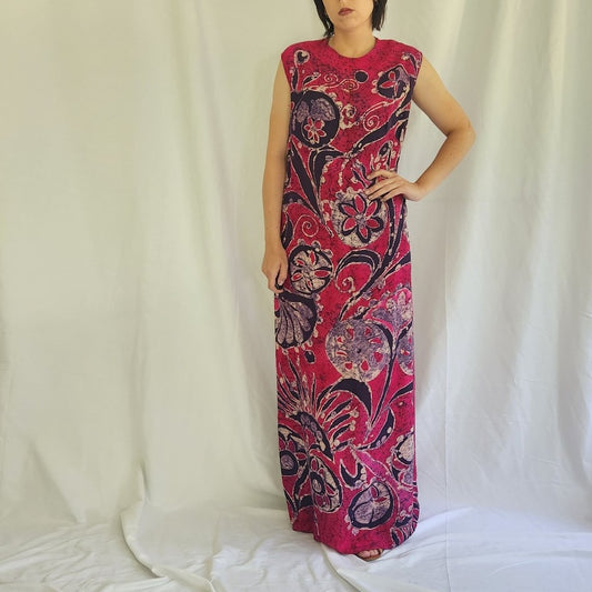 70s(?) Pink and Purple Maxi Dress