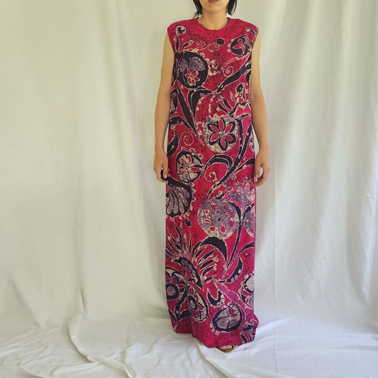 70s(?) Pink and Purple Maxi Dress