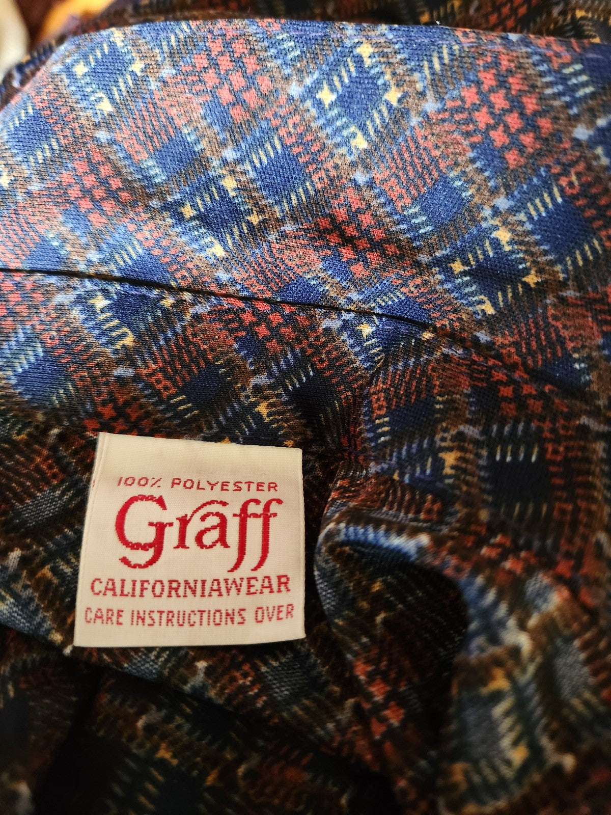 70s Brown and Blue Plaid Shirt