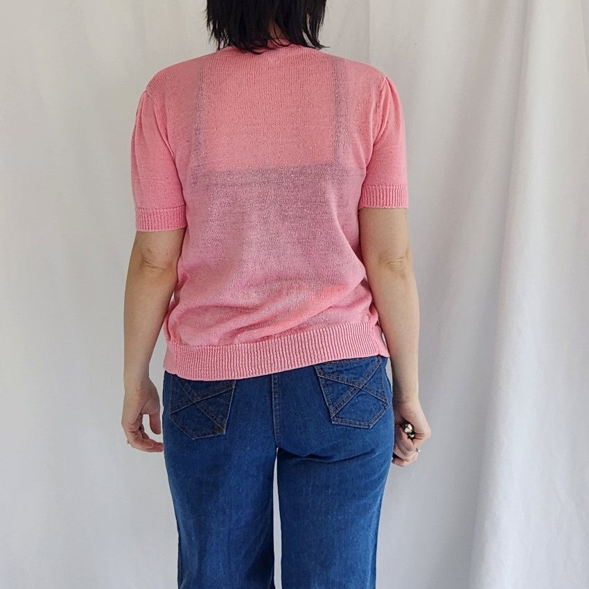 70s Bubblegum Pink Short Sleeve Cardigan