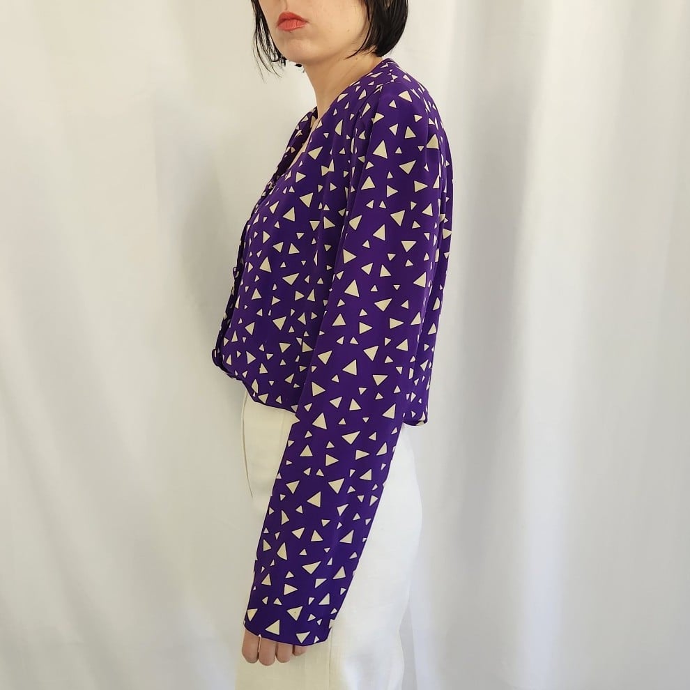 80s/90s Purple Triangle Print Blouse