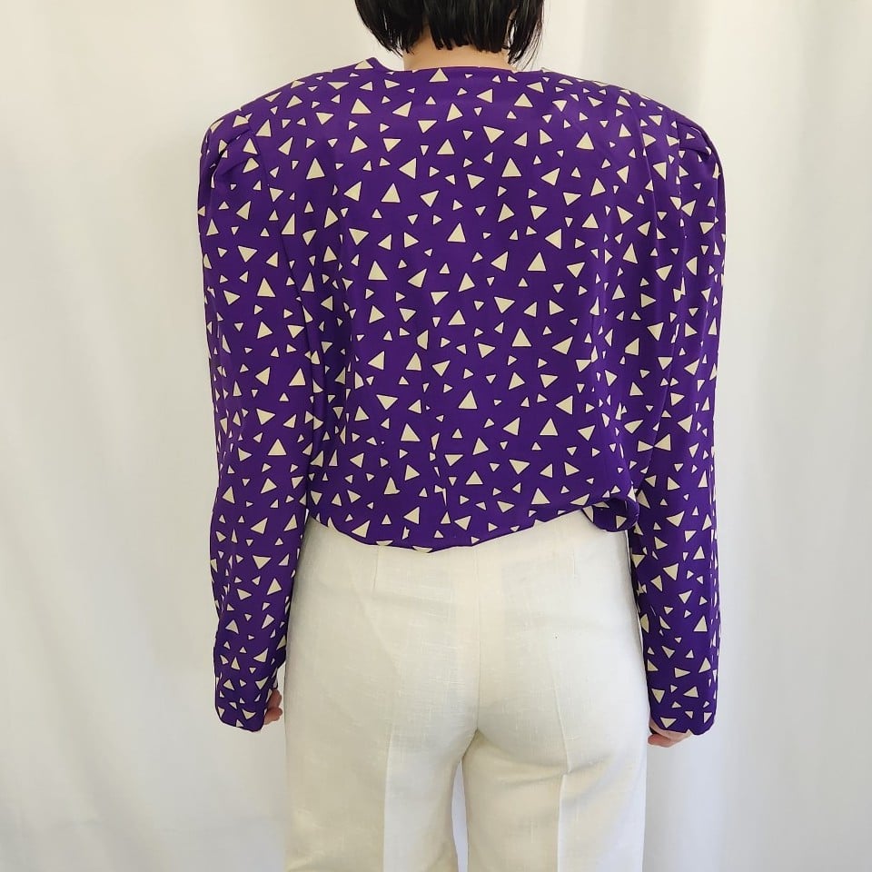 80s/90s Purple Triangle Print Blouse