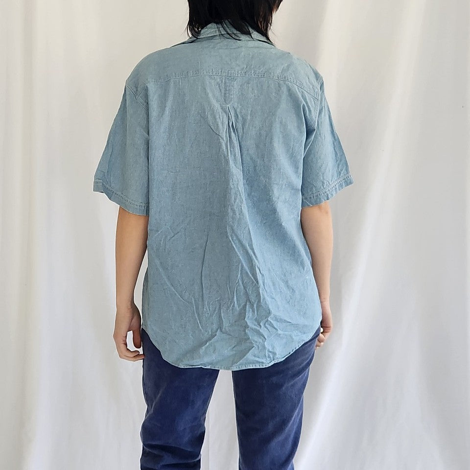90s/00s 100% Cotton Chambray Short Sleeve Button Down