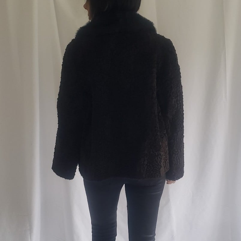 70s Brown and Black Faux Fur Cropped Coat