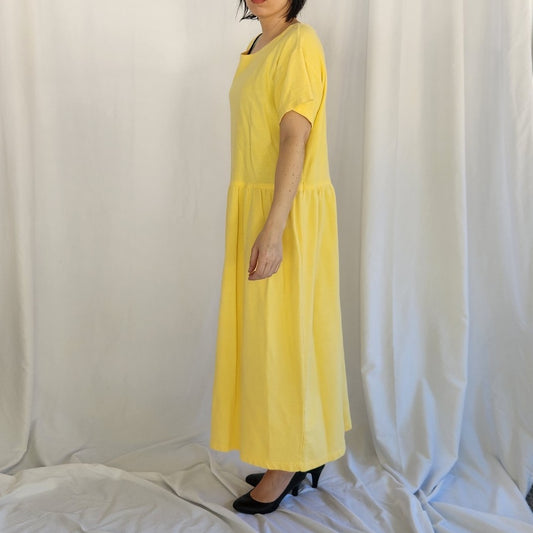 90s 100% Cotton Yellow Oversized Dress