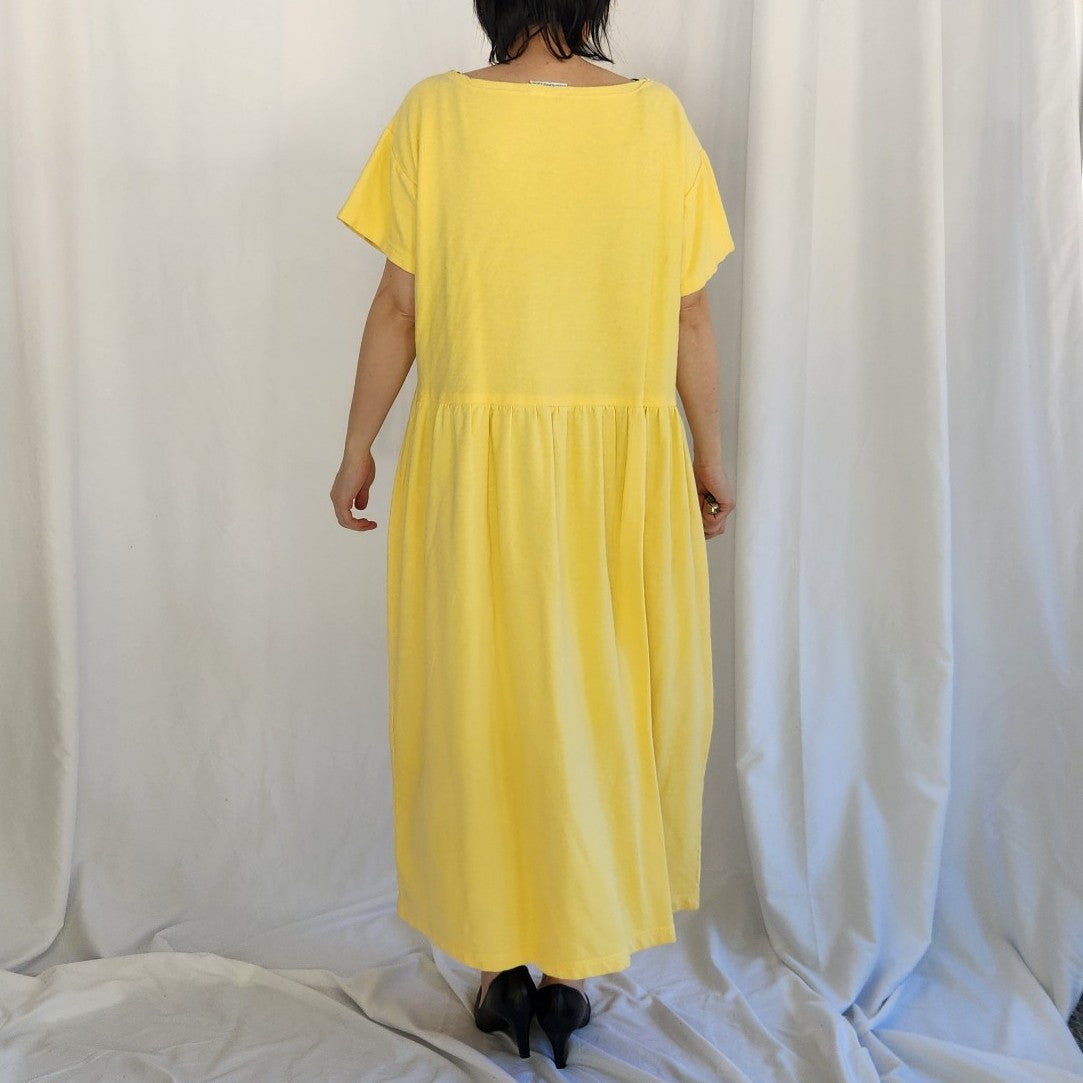 90s 100% Cotton Yellow Oversized Dress