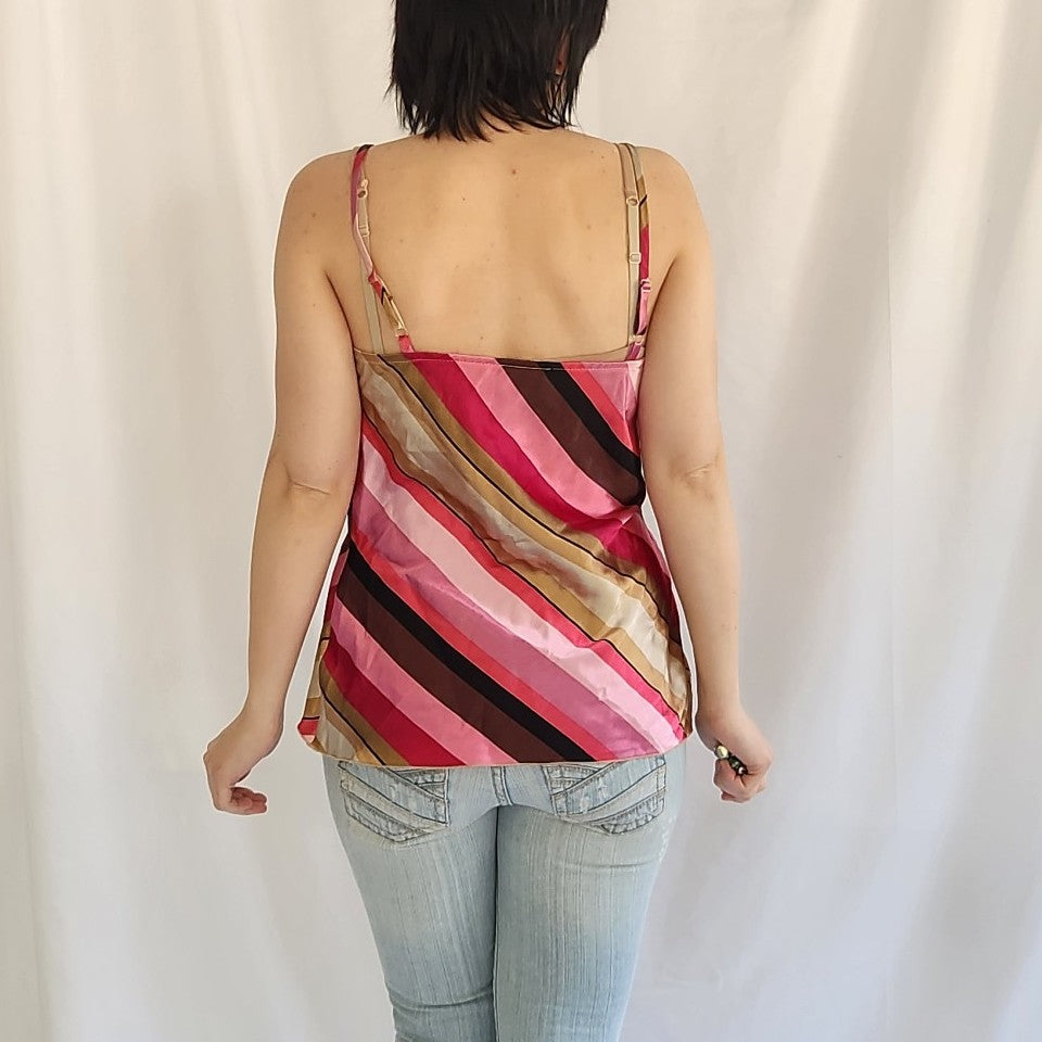 Y2K Pink and Brown Satin Top
