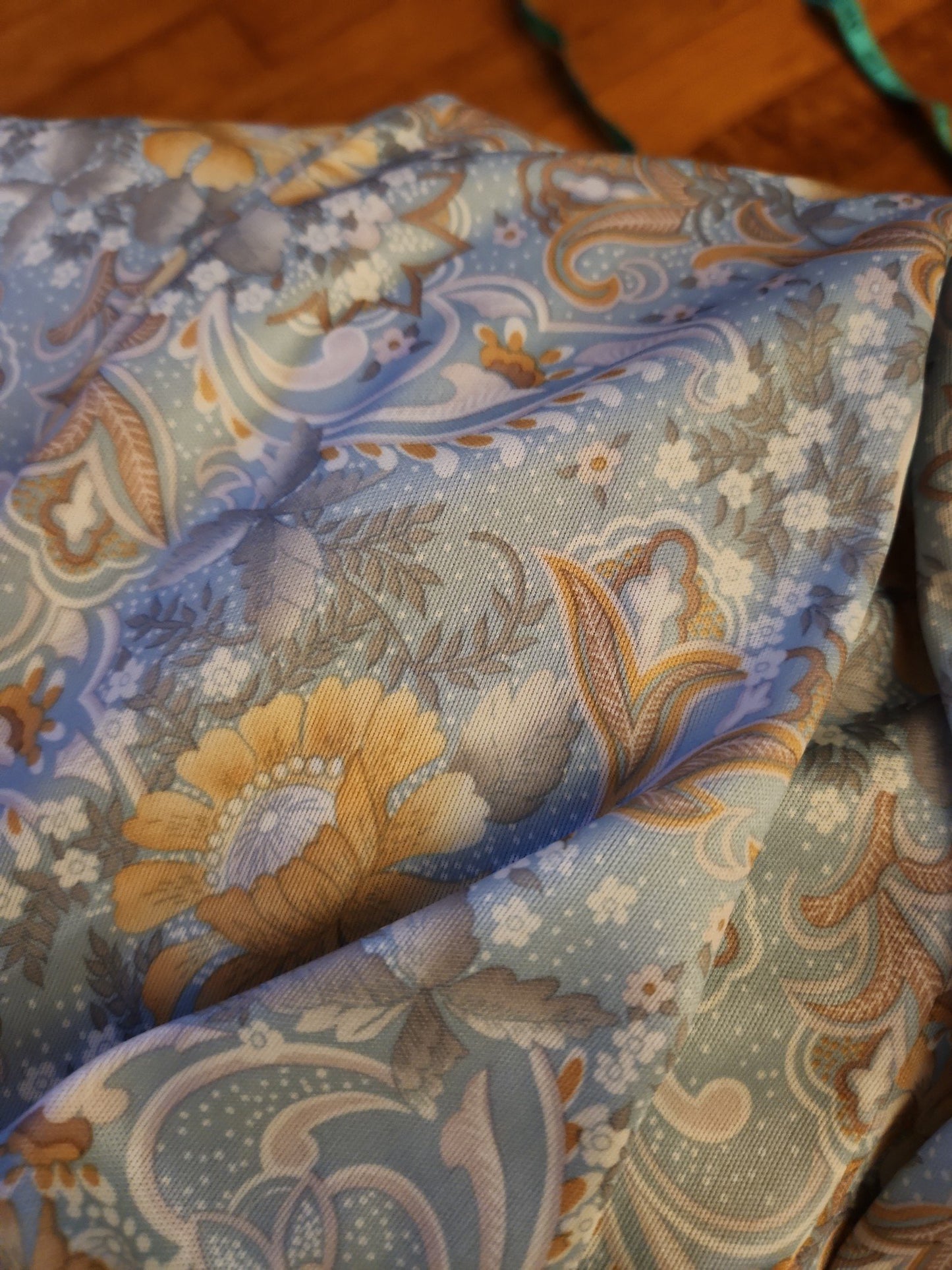 70s Blue and Gold Floral Midi Dress