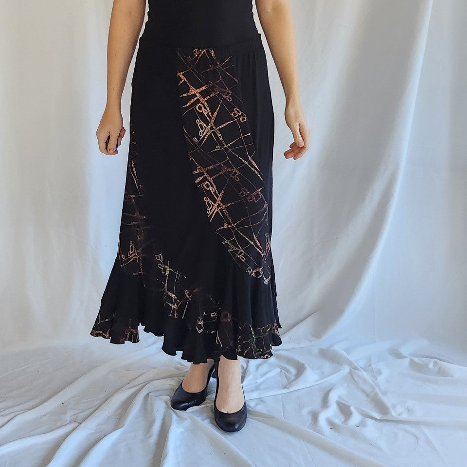 90s/00s Black and Broze Glittery Skirt Set