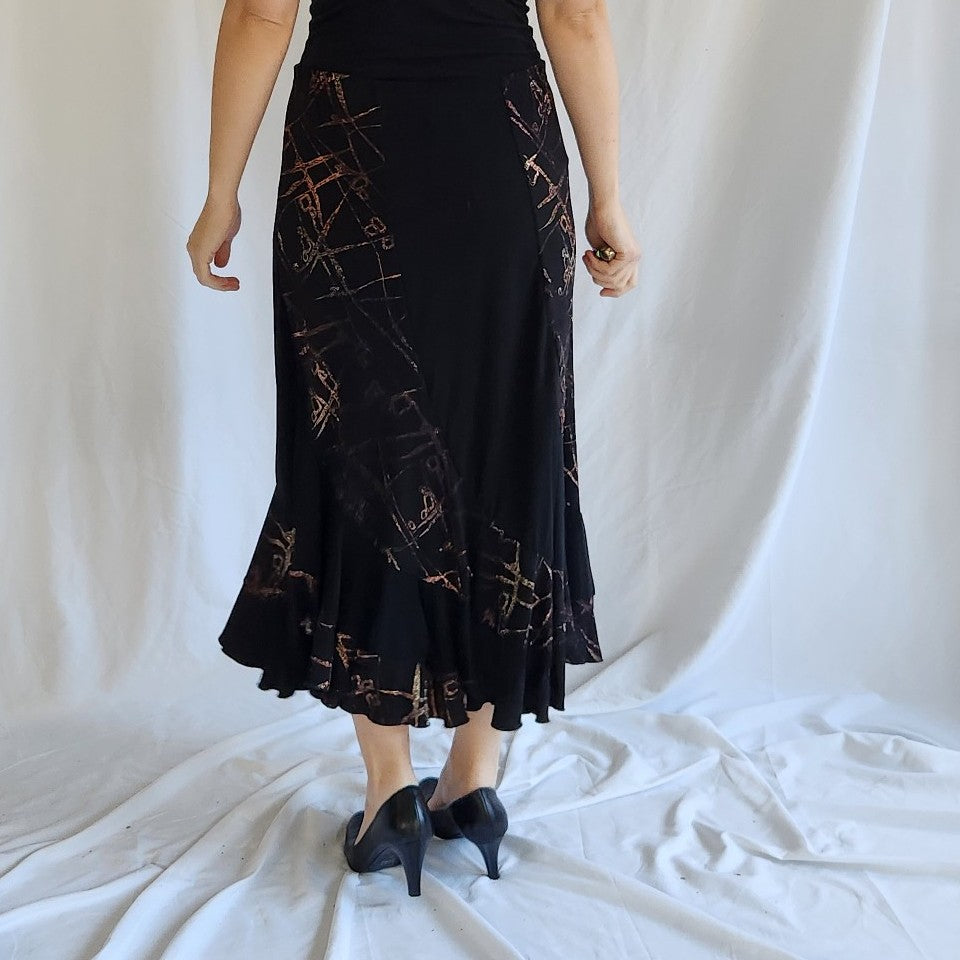 90s/00s Black and Broze Glittery Skirt Set