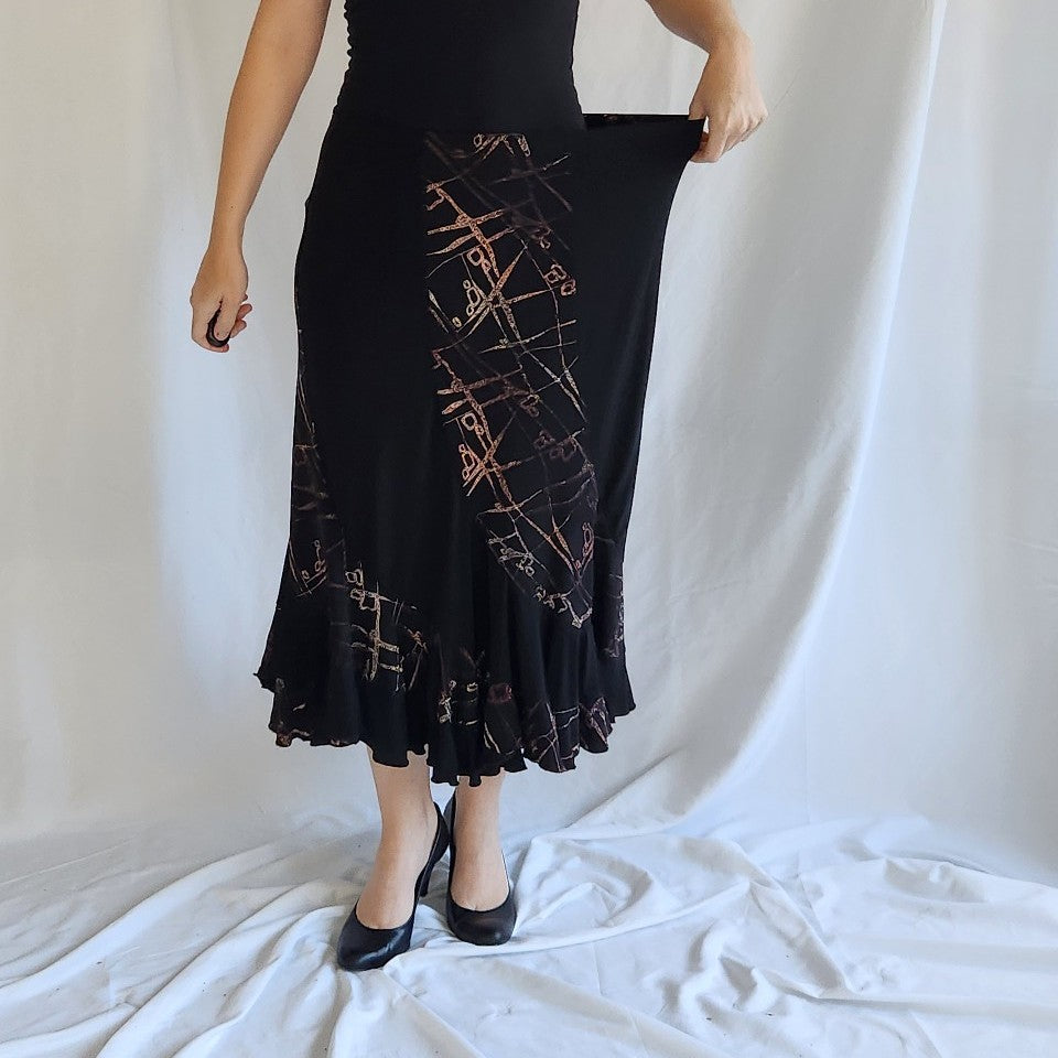90s/00s Black and Broze Glittery Skirt Set