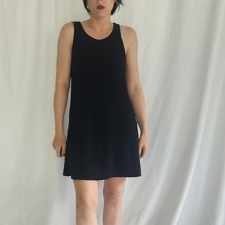 90s Black Mesh Racerback Swim Cover Up