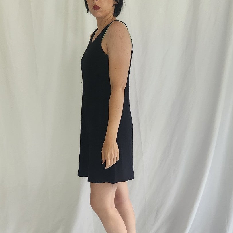 90s Black Mesh Racerback Swim Cover Up