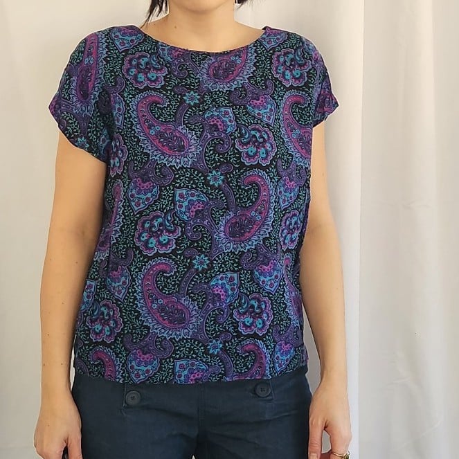 Vintage Purple and Teal Paisley Top