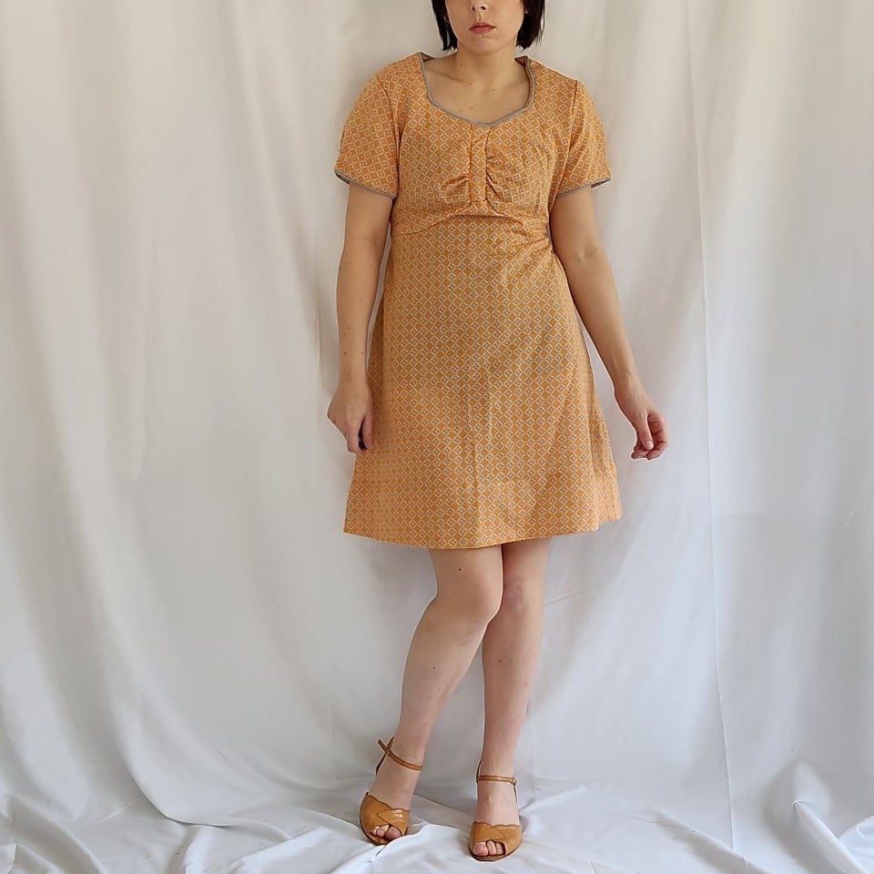 70s Yellow and Blue Minidress