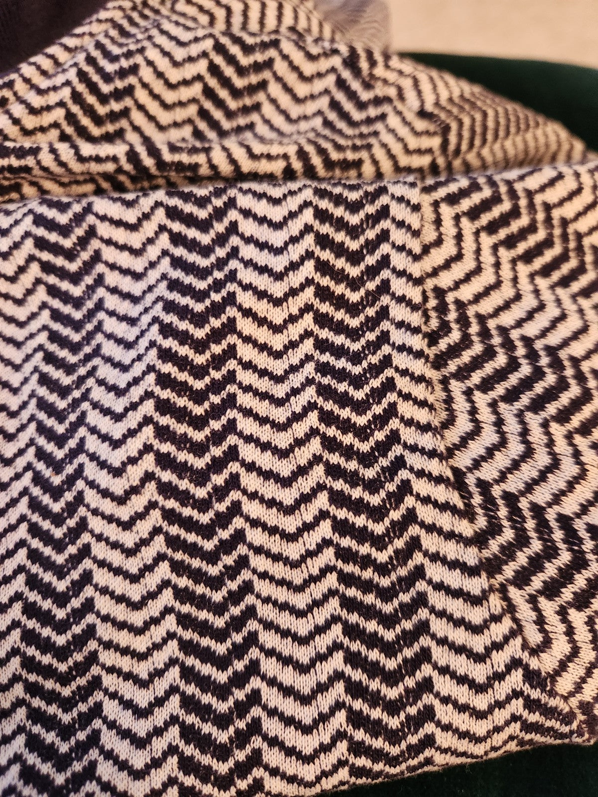 70s/80s Navy and White Herringbone Knit Polo