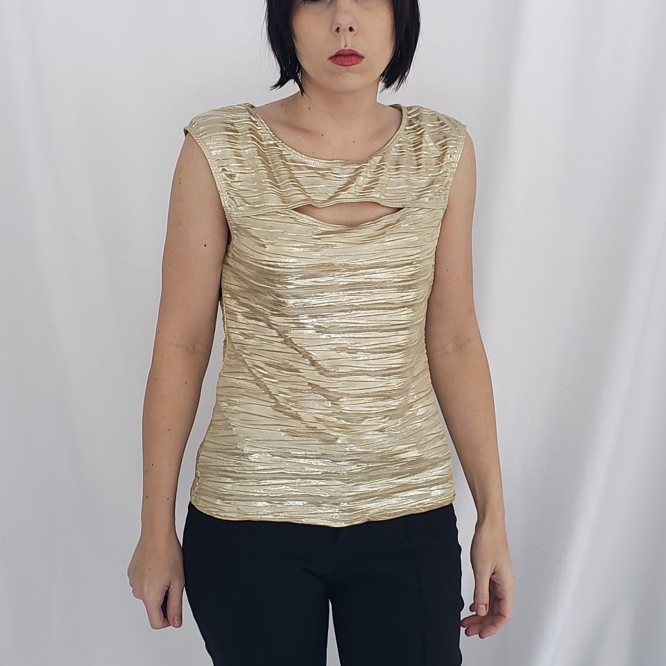 Y2K Gold Top with Cut Out