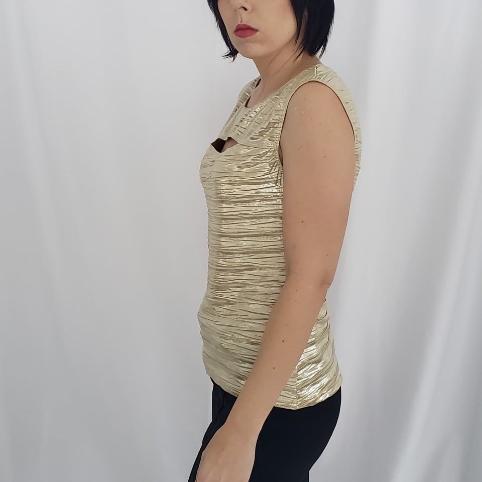 Y2K Gold Top with Cut Out