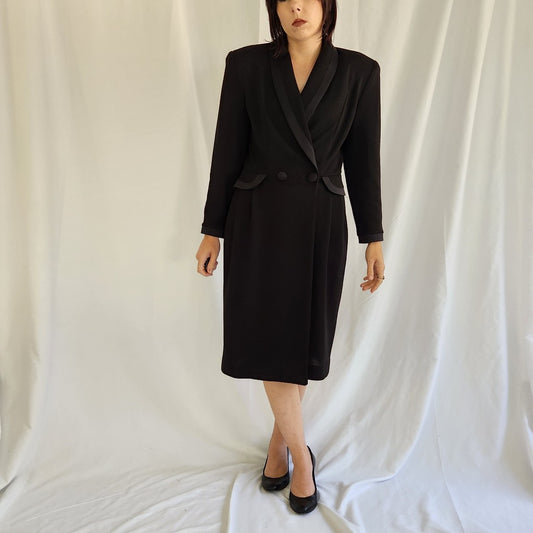 90s Black Anne Klein Coat Dress