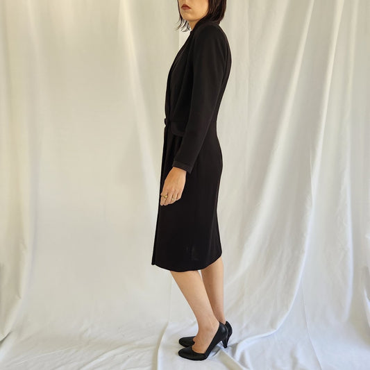 90s Black Anne Klein Coat Dress