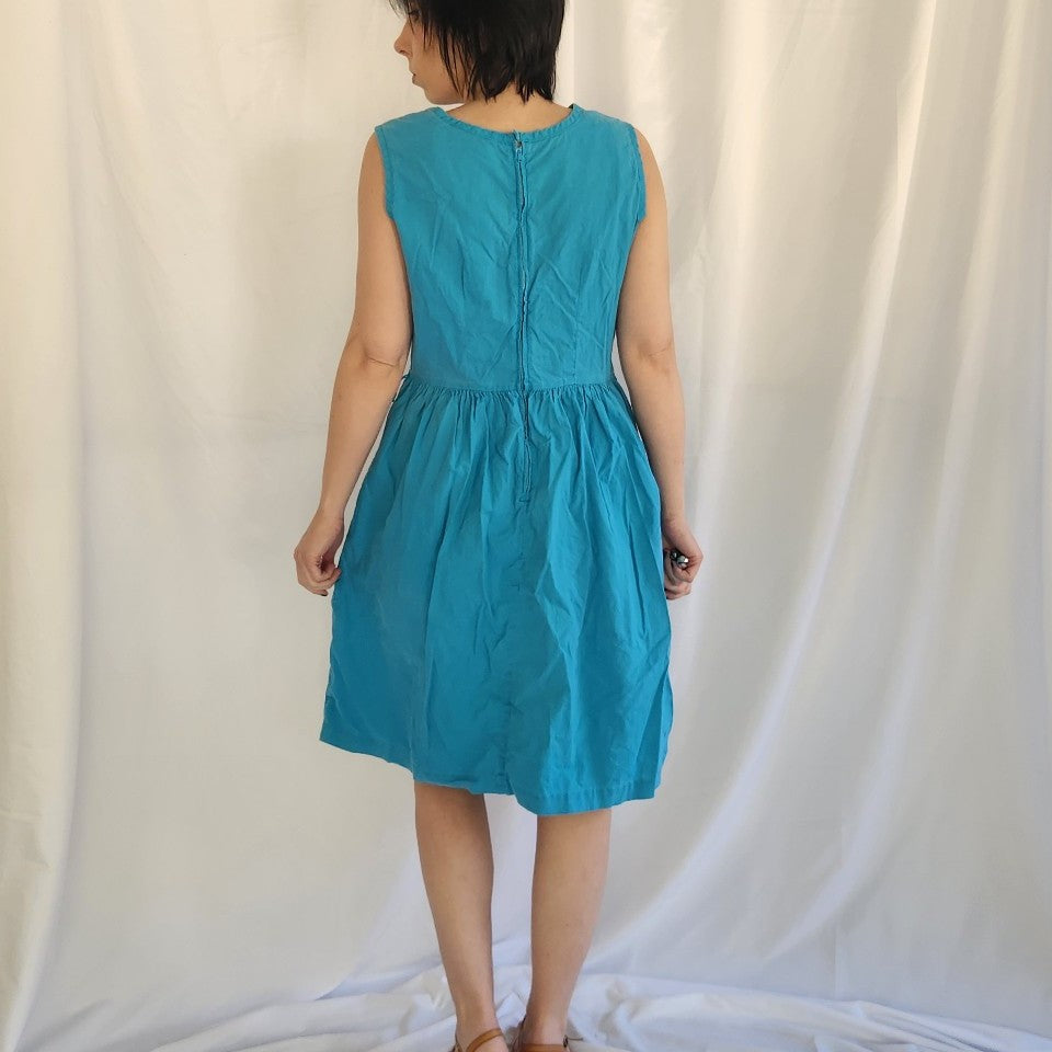 60s Home Made Blue Sleeveless Day Dress
