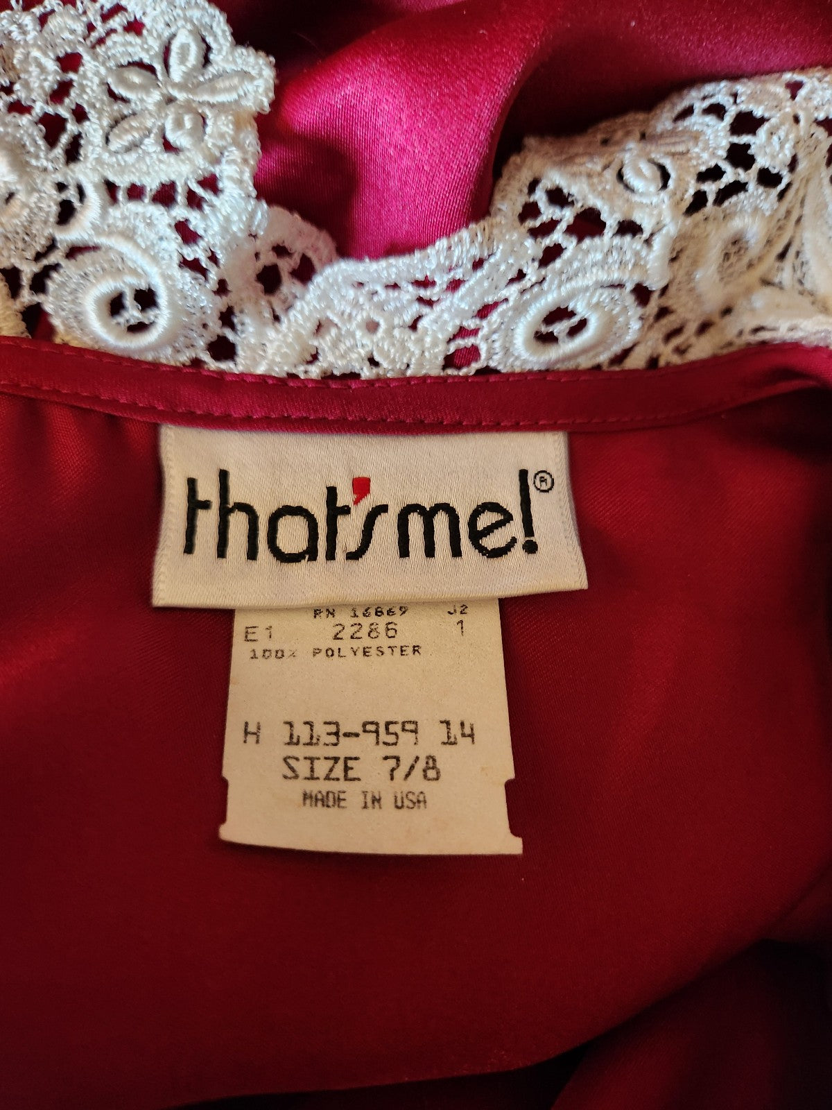 80s Cranberry Blouse with Lace Collar