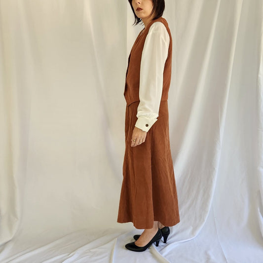90s(?) Home Made Corduroy Skirt and Vest Set