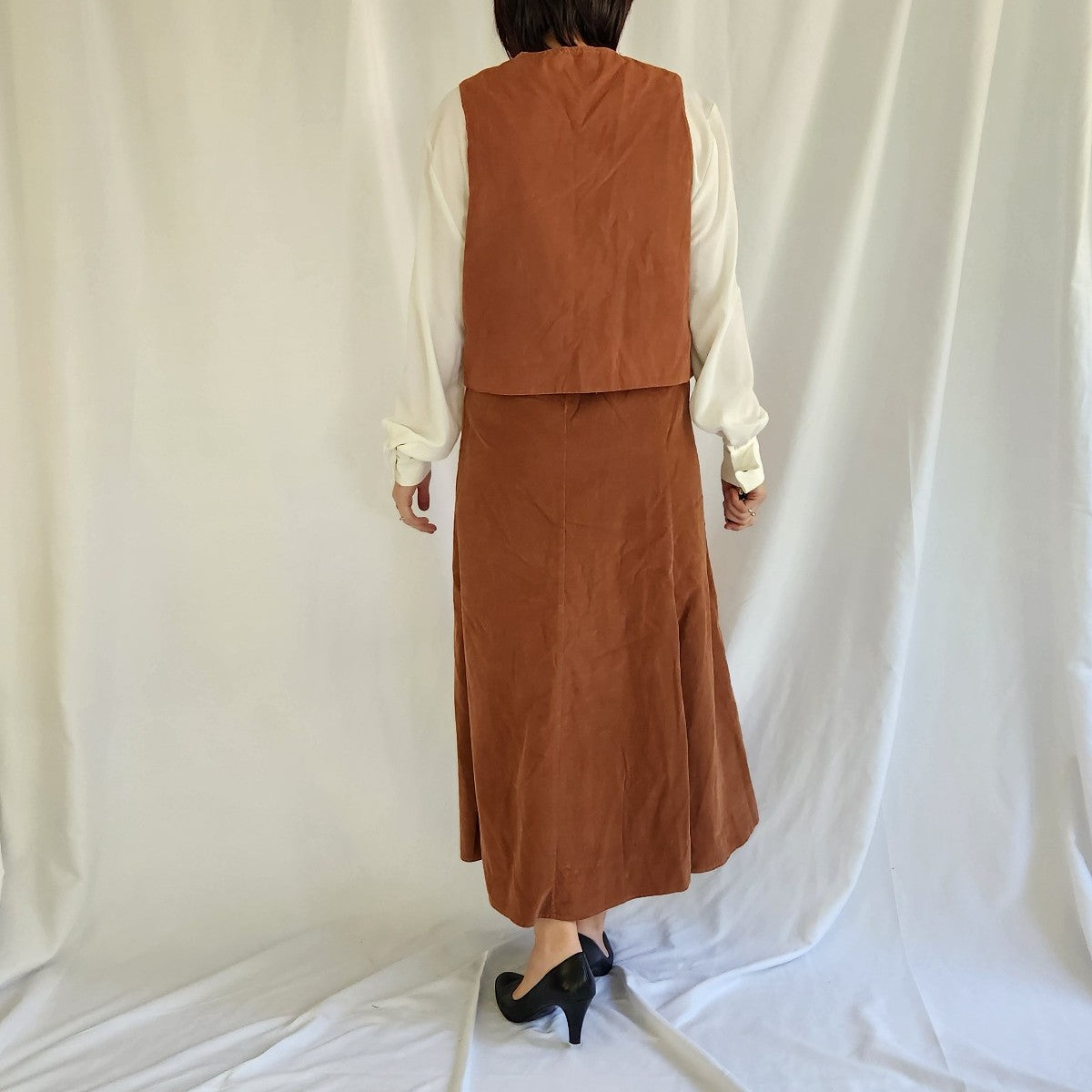90s(?) Home Made Corduroy Skirt and Vest Set