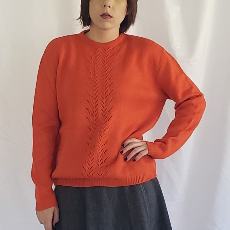 60s/70s Orange Acrylic Sweater