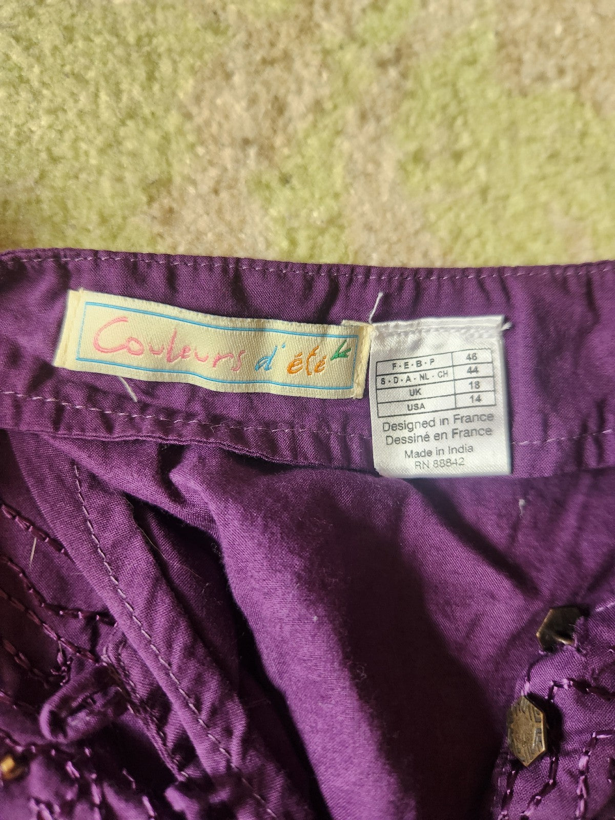 90s Purple Beaded Cotton Dress