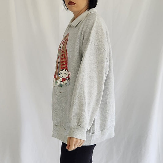90s Firehouse Dalmatian Puppies Collared Sweatshirt