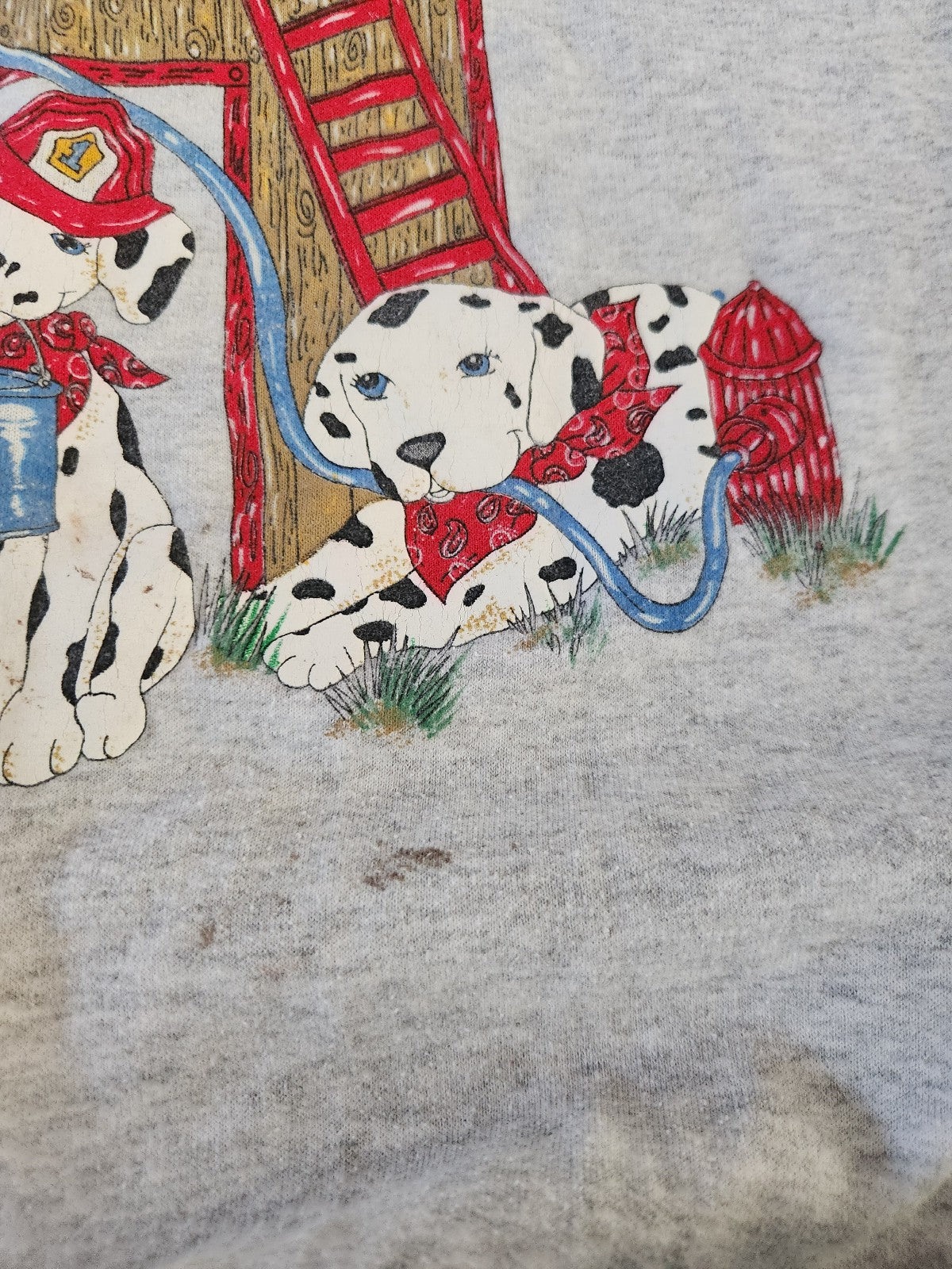 90s Firehouse Dalmatian Puppies Collared Sweatshirt
