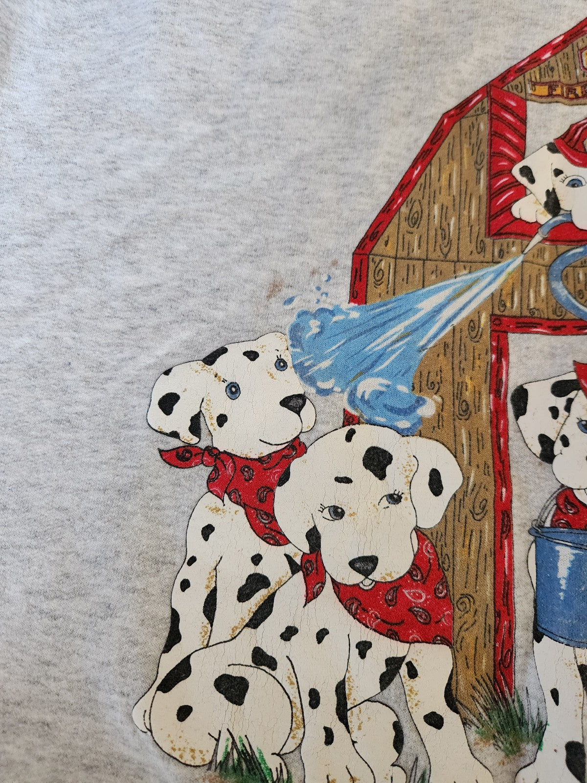 90s Firehouse Dalmatian Puppies Collared Sweatshirt