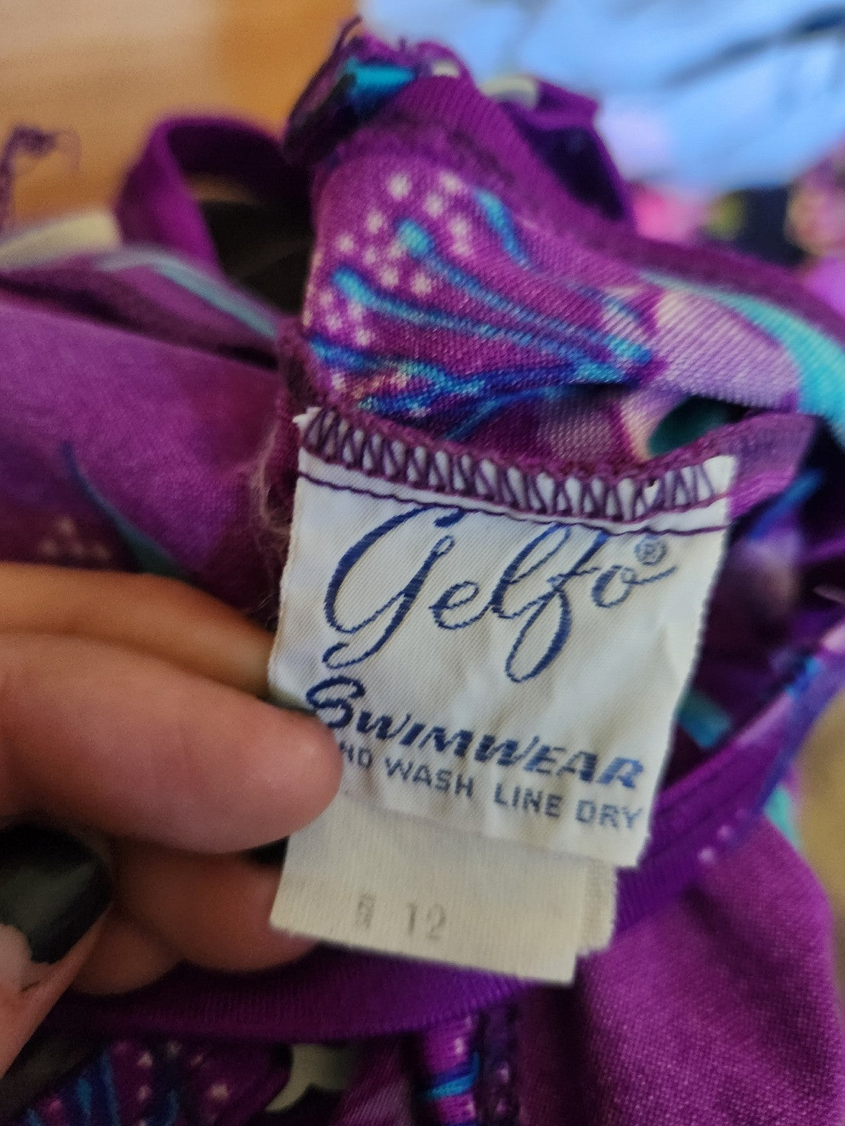 90s Purple, Blue, and Green Floral One Piece Swimsuit