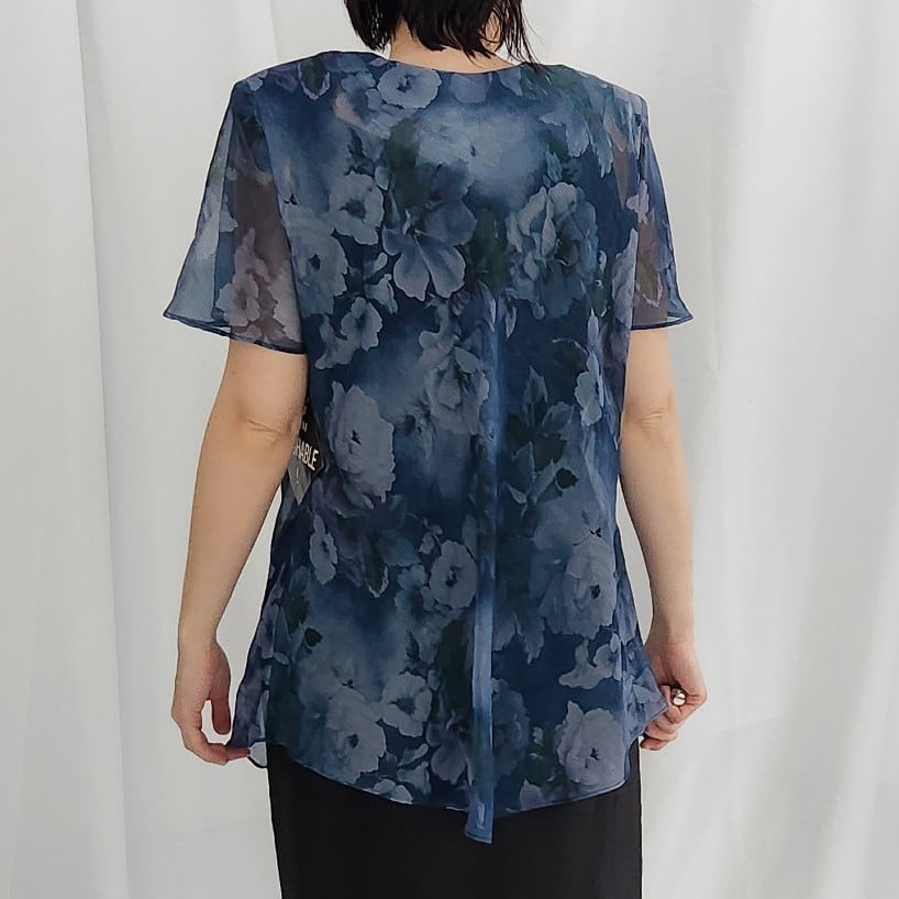 Y2K Blue and Green Sheer Floral Top