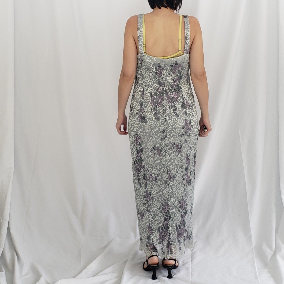 90s/Y2K Deadstock Silver Floral Dress with Jacket