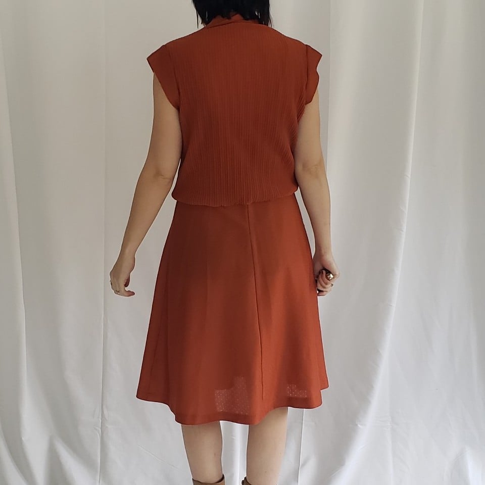 70s Orange Sleeveless Day Dress