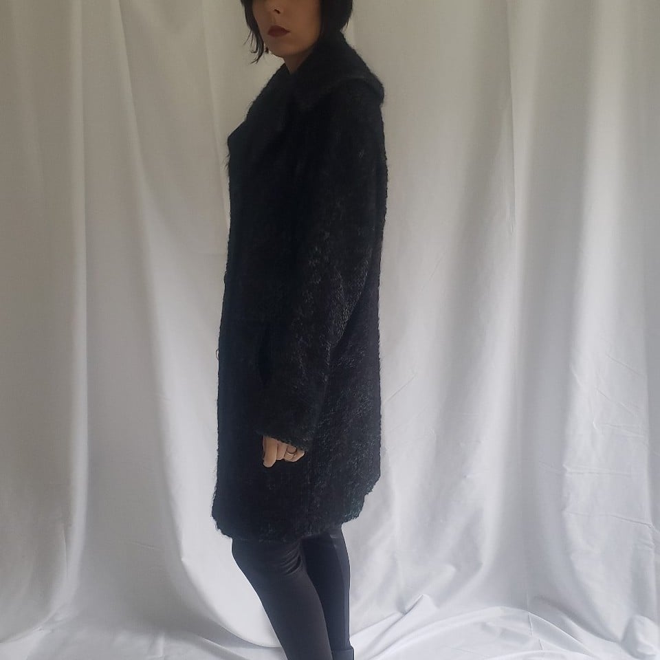 60s/70s Green, Brown, and Black Tweed Coat