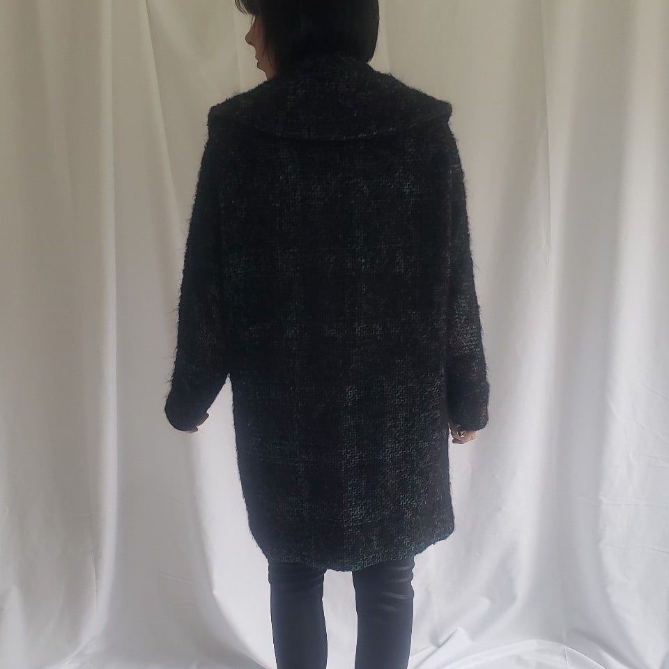 60s/70s Green, Brown, and Black Tweed Coat