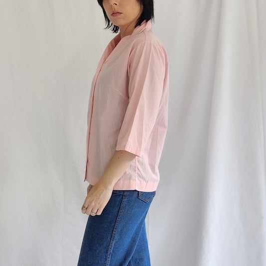 60s/70s Pink Three Quarter Sleeve Blouse