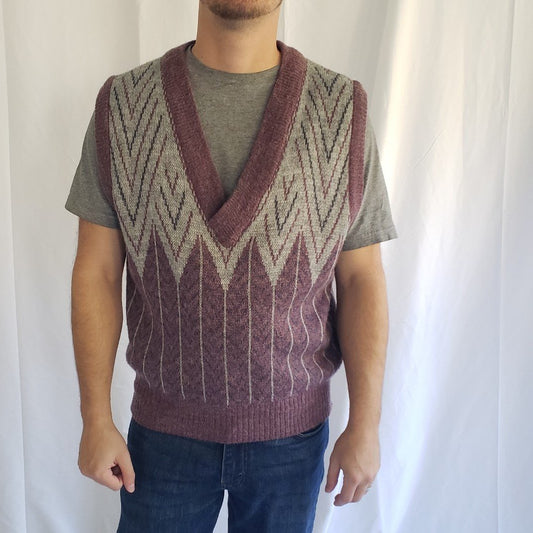 80s/90s Gray and Mauve Sweater Vest