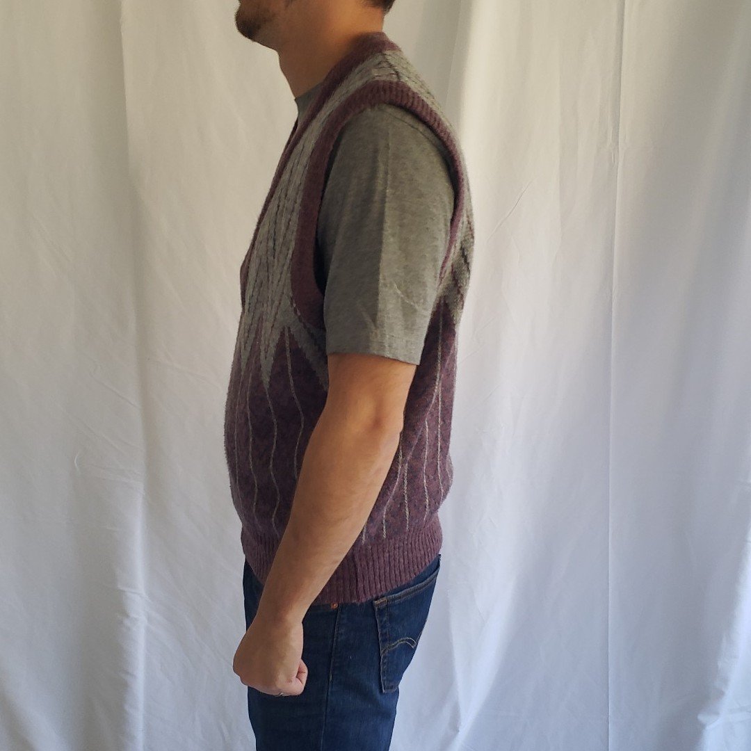 80s/90s Gray and Mauve Sweater Vest